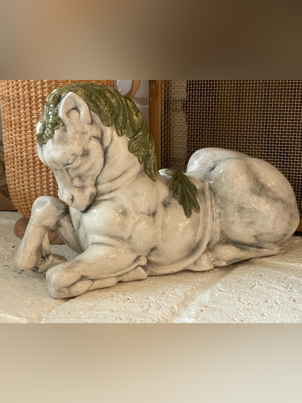 Rare MCM Majolica Unicorn with Lion’s Tail Art Pottery by Nora Fenton